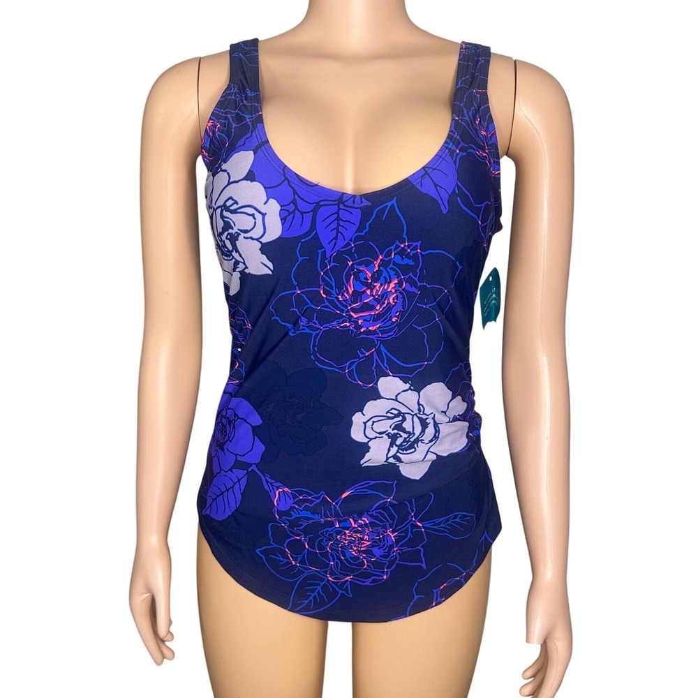 Swimsuits For All Beach Belle Women's Floral Swimsuit Size 12 Blue - Picture 1 of 12